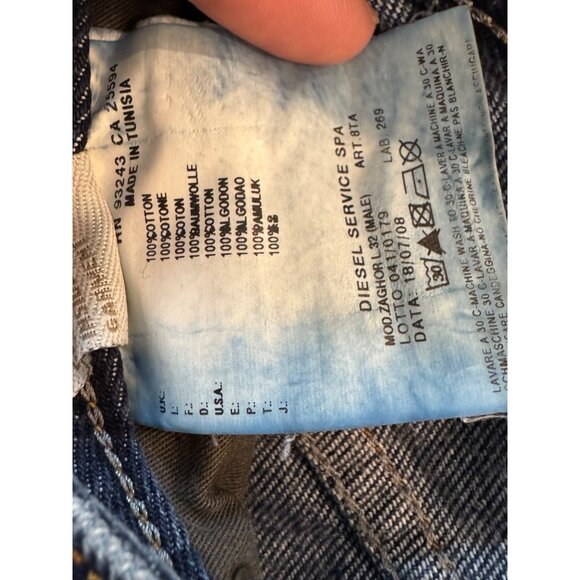 Diesel Zaghor Denim Jeans Mens W29 Blue Straight-Leg Button-Fly Casual Tunisia - Picture 6 of 8